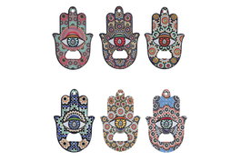 DKD Home Decor 72 Unidades Iman Metal Abridor Hamsa Multicolor 7.5 x 0.7 x 11.5 cm
