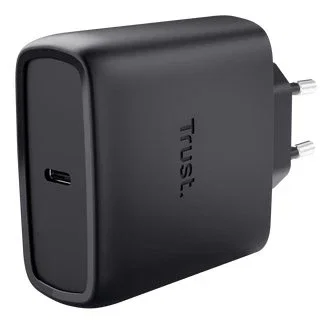 Trust Cargador GaN USB-C 65W PPS PD 3.0 Carga Rápida 20V con Cable USB-C 2m Incluido para Portátil, Smartphone, Tableta