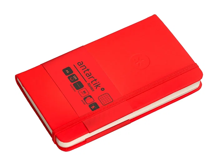 Antartik Cuaderno Tapa Dura A6, Hojas Cuadriculadas, 100 Hojas, 80gr, Rojo