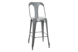 DKD Home Decor Taburete Metal con Respaldo Gris (Pack de 2)