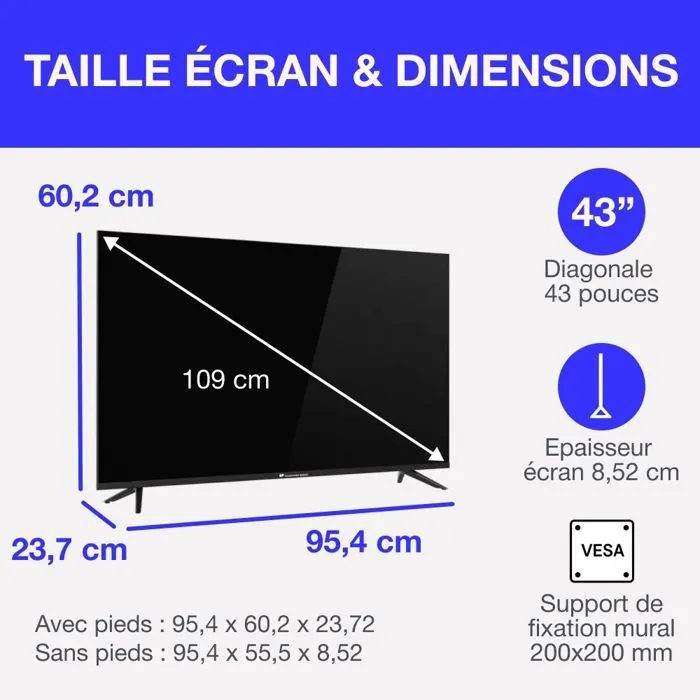 Continental Edison CELED43SVQLD25B6 Televisor QLED 43'' (109 cm) UHD 4K 3840x2160 SMART VIDAA 3xHDMI 2xUSB