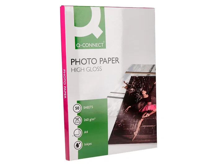 Q-connect Papel Fotográfico Glossy Din A4 260gr Alta Calidad Ink-jet Bolsa 50 Hojas