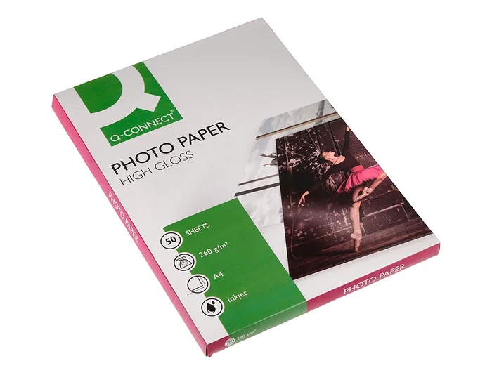 Q-connect Papel Fotográfico Glossy Din A4 260gr Alta Calidad Ink-jet Bolsa 50 Hojas