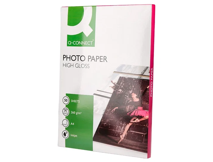 Q-connect Papel Fotográfico Glossy Din A4 260gr Alta Calidad Ink-jet Bolsa 50 Hojas