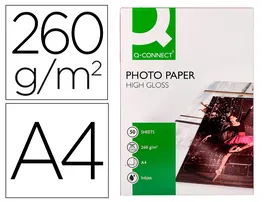 Q-connect Papel Fotográfico Glossy Din A4 260gr Alta Calidad Ink-jet Bolsa 50 Hojas