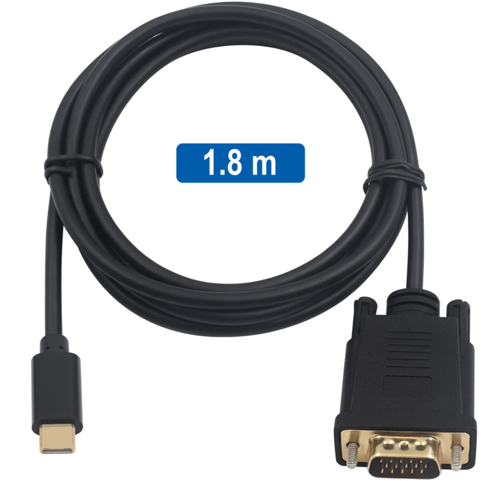 EWENT EC1052 Adaptador de Cable de Video USB Tipo C a VGA (D-Sub) de 1.8m, Full HD 1080p a 60Hz EWENT EC1052 Adaptador de Cable de Video USB Tipo C a VGA (D-Sub) de 1.8m, Full HD 1080p a 60Hz