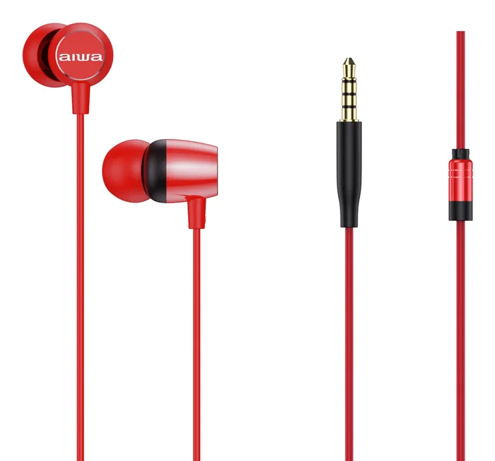 Aiwa Auriculares Intrauditivos ESTM-20RD con Micrófono, Conector Jack 3.5 mm, Cable TPE 120cm, Incluye Almohadillas (S,M,L) - Color Rojo Aiwa Auriculares Intrauditivos ESTM-20RD con Micrófono, Conector Jack 3.5 mm, Cable TPE 120cm, Incluye Almohadillas (S,M,L) - Color Rojo