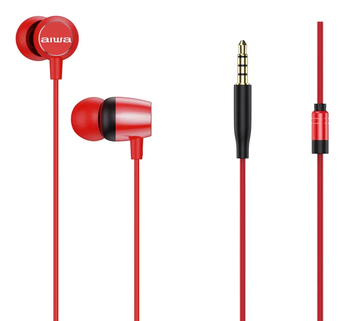 Aiwa Auriculares Intrauditivos ESTM-20RD con Micrófono, Conector Jack 3.5 mm, Cable TPE 120cm, Incluye Almohadillas (S,M,L) - Color Rojo Aiwa Auriculares Intrauditivos ESTM-20RD con Micrófono, Conector Jack 3.5 mm, Cable TPE 120cm, Incluye Almohadillas (S,M,L) - Color Rojo