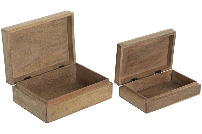 DKD Home Decor Set de 2 Cajas de Mango Lacado Blanco 25x17,5x8 cm Peces