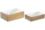 DKD Home Decor Set de 2 Cajas de Mango Lacado Blanco 25x17,5x8 cm Peces
