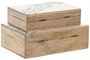 DKD Home Decor Set de 2 Cajas de Mango Lacado Blanco 25x17,5x8 cm Peces