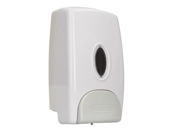 Q-connect Dispensador Gel y Jabón Manual 13,5x23,5x9,5 cm Blanco/Gris Plástico 1 Litro