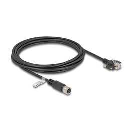 DeLOCK Cable M12 D-codificado 4 pines hembra a RJ45 macho Cat.5e FTP 3 m Negro