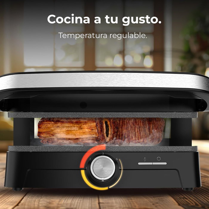 Cecotec Parrilla Eléctrica Rock'nGrill 2000 2000W apertura 180º antiadherente piedra