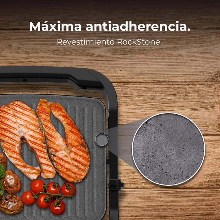 Cecotec Parrilla Eléctrica Rock'nGrill 2000 2000W apertura 180º antiadherente piedra