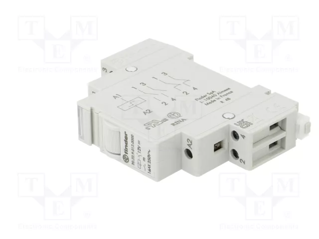 FINDER 20.22 Relé de instalación biestable 12V DC 16A NA x2