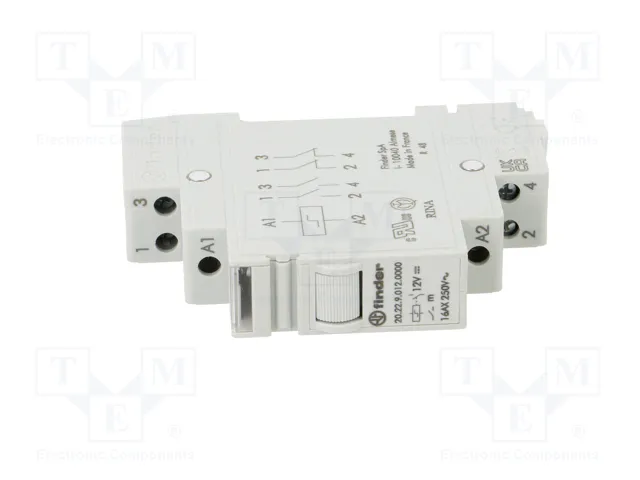 FINDER 20.22 Relé de instalación biestable 12V DC 16A NA x2