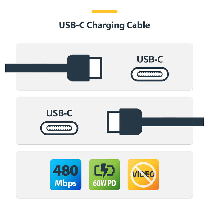 StarTech.com Cable de Carga USB-C Trenzado de 15cm Negro