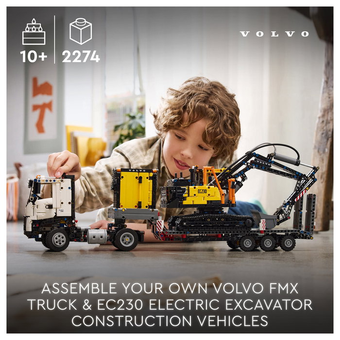 LEGO 42175 Technic Volvo FMX Truck y Excavadora EC230 Eléctrica, Juego de Construcción de 2274 Piezas para +10 Años