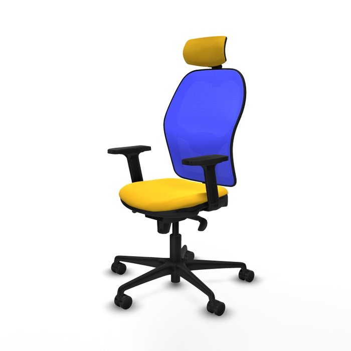 PIQUERAS Y CRESPO Silla de oficina Jorquera con mecanismo Sincro, Amarilla y Azul PIQUERAS Y CRESPO Silla de oficina Jorquera con mecanismo Sincro, Amarilla y Azul