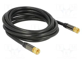 DeLOCK Cable coaxial RG-6/U con conectores F de 3 m, negro
