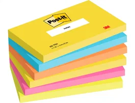 Post-it Bloc de Notas Adhesivas Quita y Pon 76x127 mm Neon Pack de 6 Blocs Surtido 100 Hojas