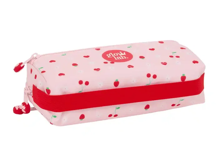 Safta Estuche Portatodo Triple Pequeño Glowlab Frutitas con Goma Elástica