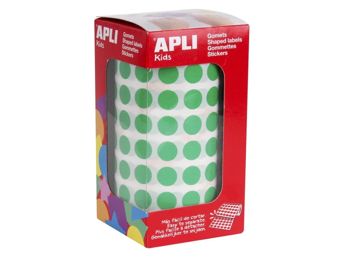 Apli Gomets Redondos 10,5 mm Verde Rollo de 5192 Unidades