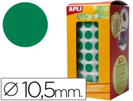 Apli Gomets Autoadhesivos Circulares 10,5mm Verde Rollo de 5192 Unidades