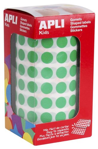 Apli Gomets Autoadhesivos Circulares 10,5mm Verde Rollo de 5192 Unidades