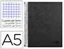 Liderpapel Cuaderno espiral A5 micro papercoat tapa forrada 140 hojas 75gr cuadro 5mm banda 5 colores 6 taladros negro