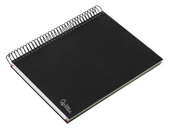 Liderpapel Cuaderno espiral A5 micro papercoat tapa forrada 140 hojas 75gr cuadro 5mm banda 5 colores 6 taladros negro