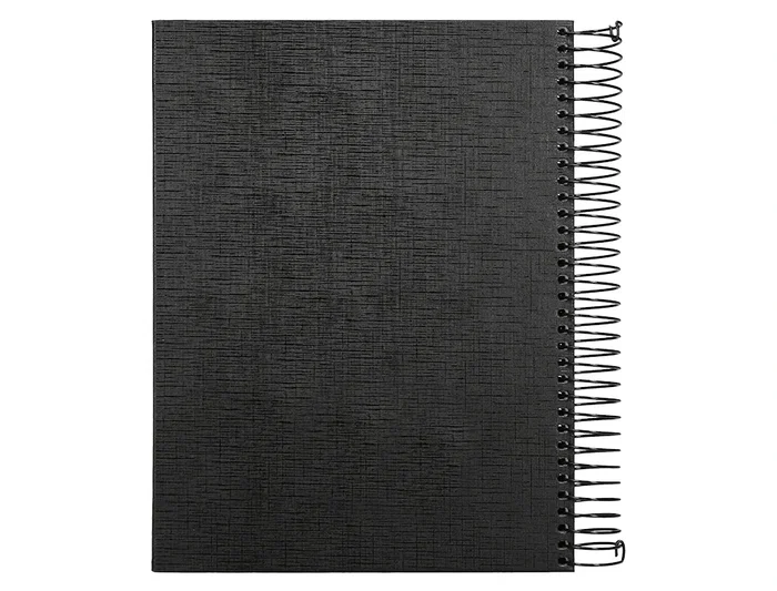 Liderpapel Cuaderno espiral A5 micro papercoat tapa forrada 140 hojas 75gr cuadro 5mm banda 5 colores 6 taladros negro