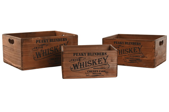 Caja Tradicional DKD Home Decor Marron 29 x 19 x 40 cm Set de 3