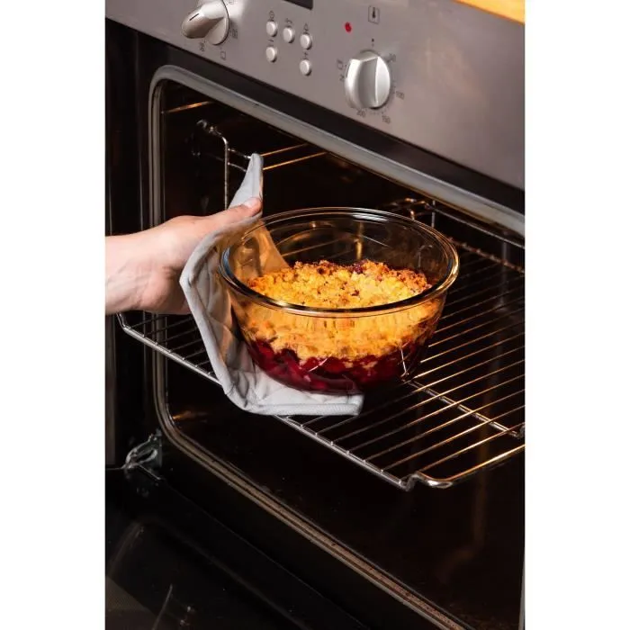 Pyrex PYR3426470286220 Juego de 3 Fiambreras de Vidrio Redondas con Tapa Hermética 0.7 L