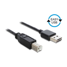 Delock Cable USB 2.0 Tipo A a Tipo B, 1 m, Negro