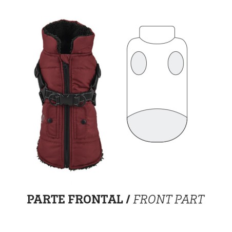 Nayeco Chaqueta con Arnés Rojo 30 cm para Perro, Chaleco Abrigo Impermeable y Reflectante