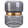 Home Deco Factory Jarrón Gris-Dorado de Vidrio para Decoración, Altura 20,5 cm