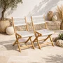 AWANA Juego de 2 Sillas Plegables de Jardín - Madera de Acacia con Certificación FSC - Cuerda Trenzada - 52 x 48 x 85 cm