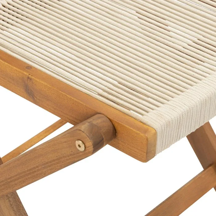 AWANA Juego de 2 Sillas Plegables de Jardín - Madera de Acacia con Certificación FSC - Cuerda Trenzada - 52 x 48 x 85 cm