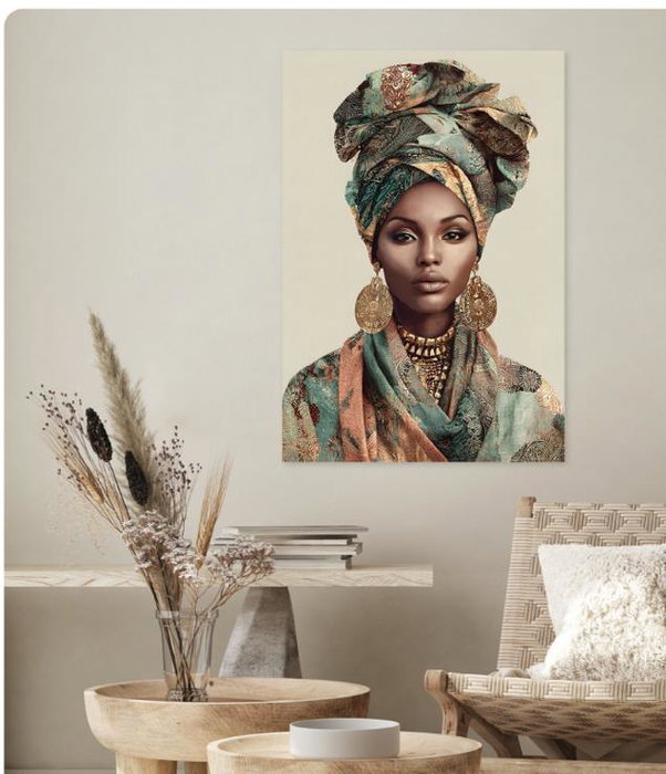 DKD Home Decor Set de 2 Cuadros de Lienzo Africana con Purpurina 110x4,4x160 cm