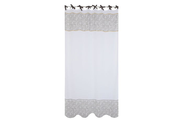 DKD Home Decor Nature23 Cortina Cottage Blanco Marron 260 x 260 x 140 cm (2 Unidades) Algodon Polyester