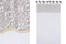 DKD Home Decor Cortina de Algodón Impresa 140x260x260 cm Blanco y Marrón
