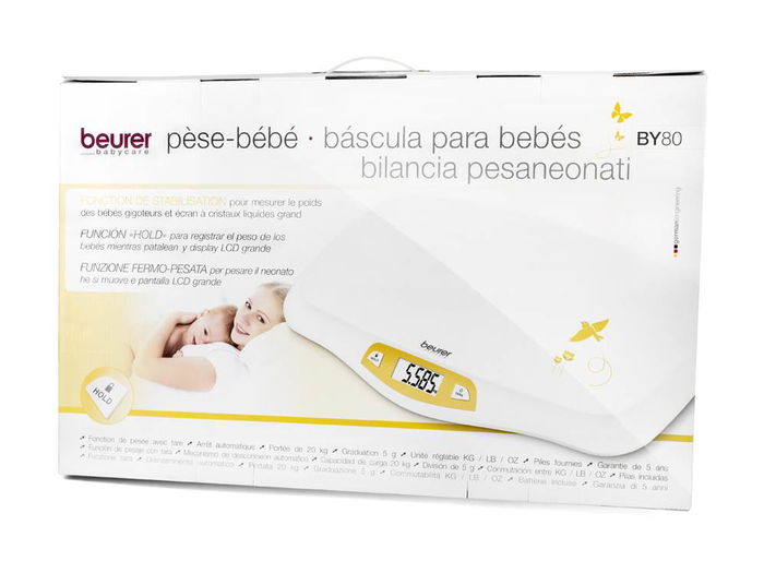 Beurer BY-80 Báscula para Bebés con Pantalla LCD, Función Tara y Retención para Seguimiento de Peso Beurer BY-80 Báscula para Bebés con Pantalla LCD, Función Tara y Retención para Seguimiento de Peso