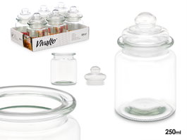 Vivalto Tarro Redondo Liso Tapa Cristal 250ml (Pack de 24)