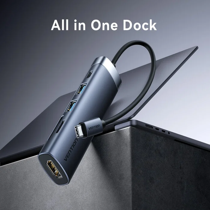 Vention Docking Station 6 en 1 USB-C THJHB Gris Vention Docking Station 6 en 1 USB-C THJHB Gris