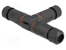 DeLOCK Conector de cable en forma de T de 2 pines, IP68, negro