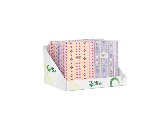 Liderpapel Agenda Escolar 2026-2027 A5 Fantasy - Espiral Cottage Diseños Surtidos Bilingüe - Papel 80 g FSC - Expositor 8 Unidades