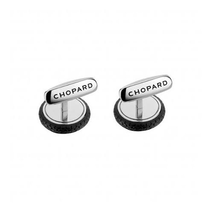 CHOPARD Gemelos Classic Racing Acero Inoxidable y Caucho Negro