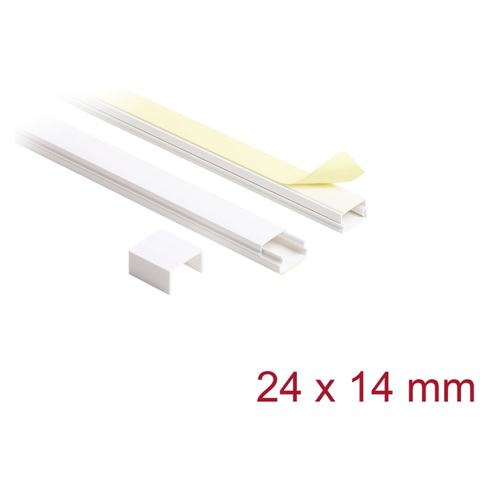 DeLOCK 22086 Canaletas autoadhesivas con tapa deslizante 24 x 14 mm - Pack de 2 unidades